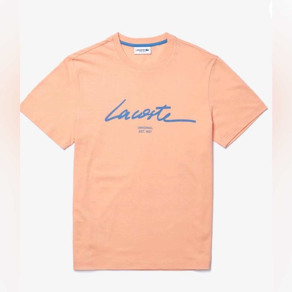 NWT Lacoste Men’s Crew Neck Print Lettering Cotton T-shirt